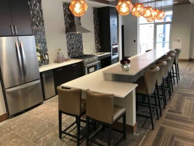 shared area kitchen in a senior living community